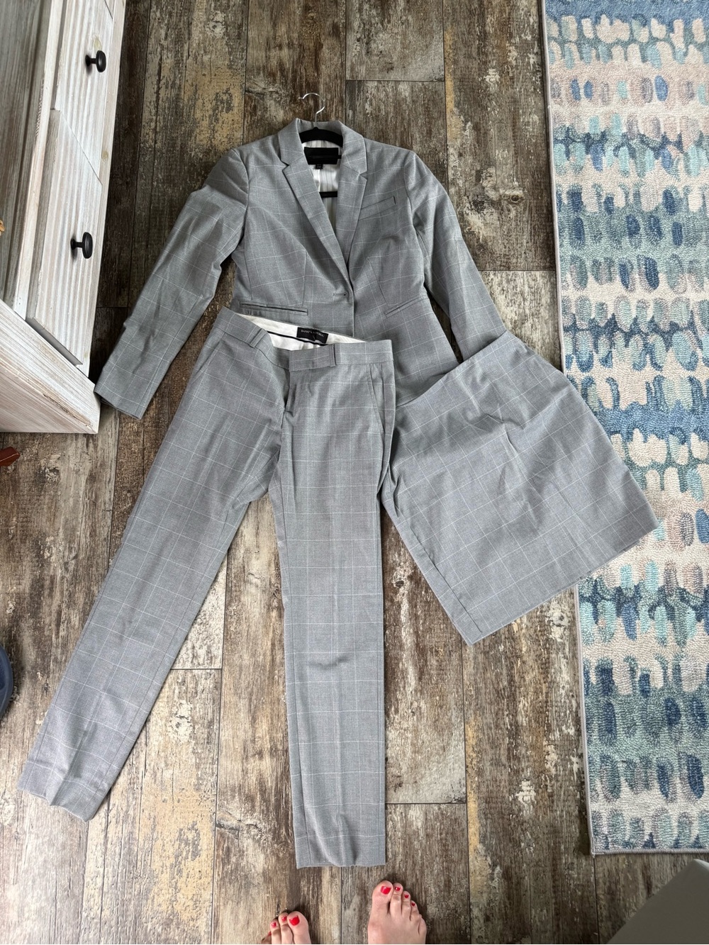 Banana republic dark gray striped suit set - blazer, jacket, pants, pencil skirt